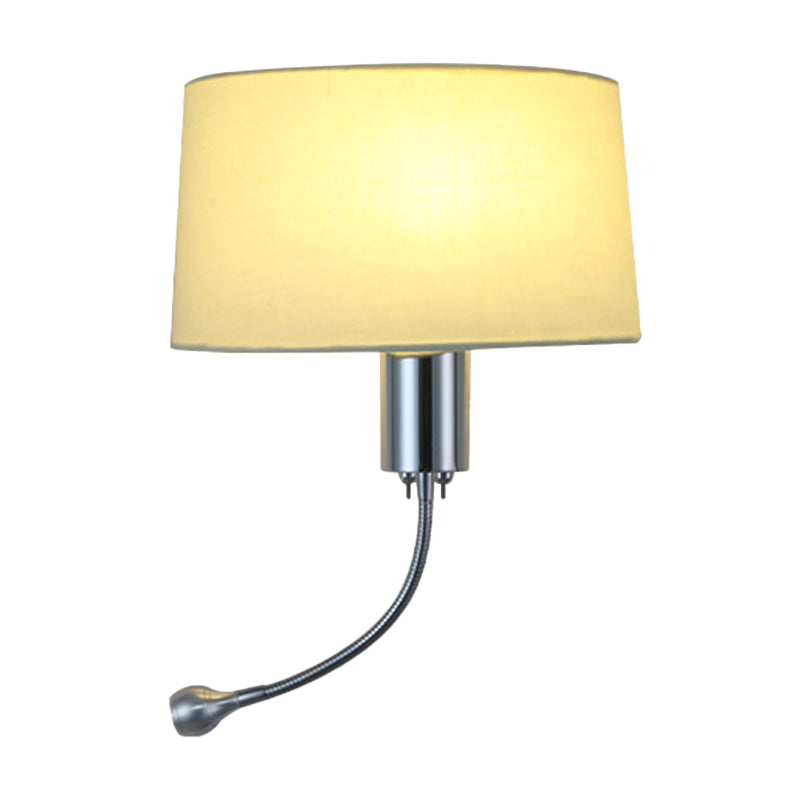 Half-Empire Shade Flush Wall Sconce Modern Fabric 1 Head Bedroom Spotlight Reading Wall Lamp in Black/Beige/White Clearhalo 'Cast Iron' 'Glass' 'Industrial' 'Modern wall lights' 'Modern' 'Tiffany' 'Traditional wall lights' 'Wall Lamps & Sconces' 'Wall Lights' Lighting' 1982588