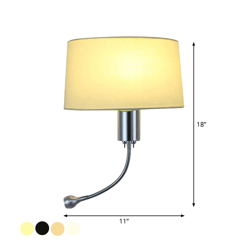 Half-Empire Shade Flush Wall Sconce Modern Fabric 1 Head Bedroom Spotlight Reading Wall Lamp in Black/Beige/White Clearhalo 'Cast Iron' 'Glass' 'Industrial' 'Modern wall lights' 'Modern' 'Tiffany' 'Traditional wall lights' 'Wall Lamps & Sconces' 'Wall Lights' Lighting' 1982590