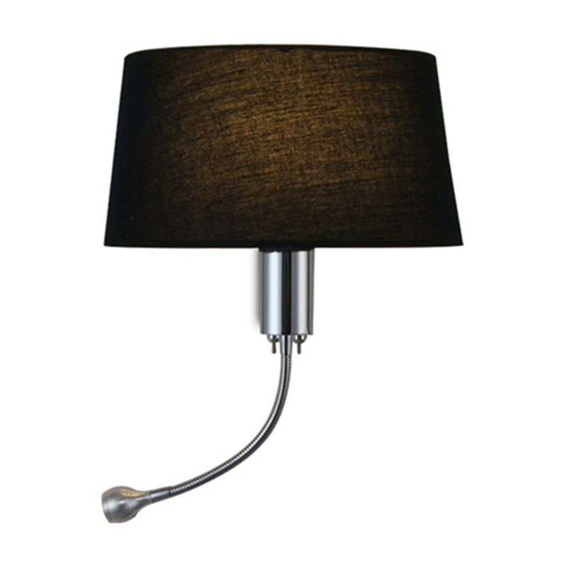 Half-Empire Shade Flush Wall Sconce Modern Fabric 1 Head Bedroom Spotlight Reading Wall Lamp in Black/Beige/White Clearhalo 'Cast Iron' 'Glass' 'Industrial' 'Modern wall lights' 'Modern' 'Tiffany' 'Traditional wall lights' 'Wall Lamps & Sconces' 'Wall Lights' Lighting' 1982592