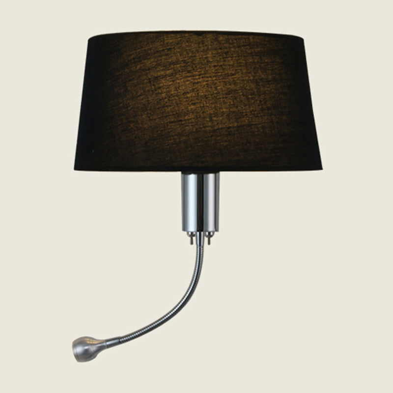 Half-Empire Shade Flush Wall Sconce Modern Fabric 1 Head Bedroom Spotlight Reading Wall Lamp in Black/Beige/White Clearhalo 'Cast Iron' 'Glass' 'Industrial' 'Modern wall lights' 'Modern' 'Tiffany' 'Traditional wall lights' 'Wall Lamps & Sconces' 'Wall Lights' Lighting' 1982593