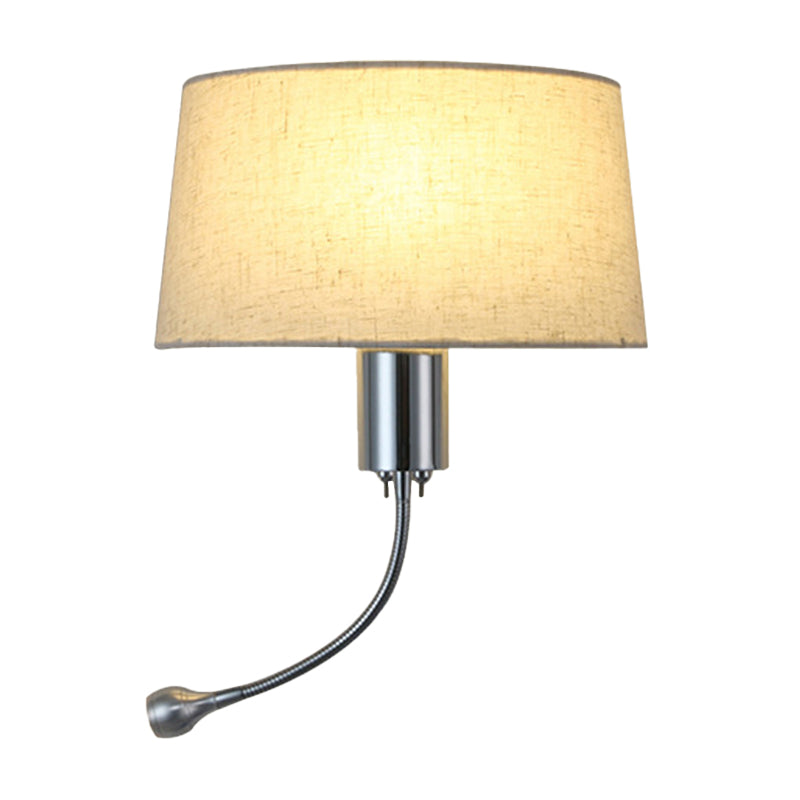 Half-Empire Shade Flush Wall Sconce Modern Fabric 1 Head Bedroom Spotlight Reading Wall Lamp in Black/Beige/White Clearhalo 'Cast Iron' 'Glass' 'Industrial' 'Modern wall lights' 'Modern' 'Tiffany' 'Traditional wall lights' 'Wall Lamps & Sconces' 'Wall Lights' Lighting' 1982595