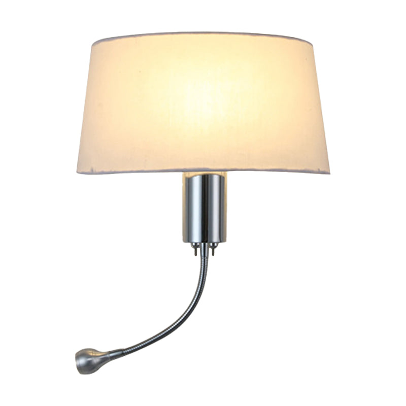 Half-Empire Shade Flush Wall Sconce Modern Fabric 1 Head Bedroom Spotlight Reading Wall Lamp in Black/Beige/White Clearhalo 'Cast Iron' 'Glass' 'Industrial' 'Modern wall lights' 'Modern' 'Tiffany' 'Traditional wall lights' 'Wall Lamps & Sconces' 'Wall Lights' Lighting' 1982598