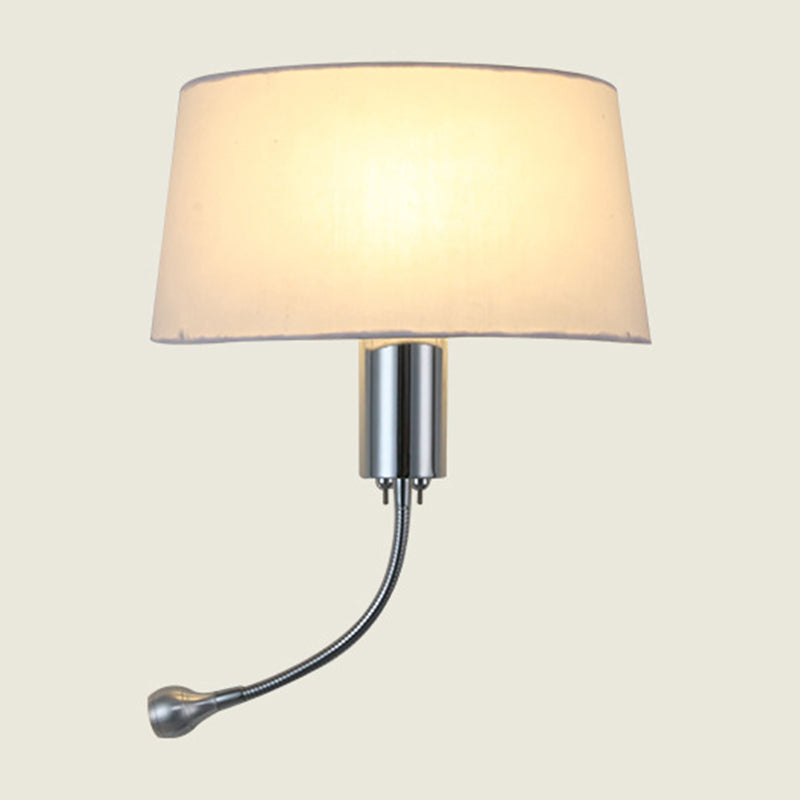 Half-Empire Shade Flush Wall Sconce Modern Fabric 1 Head Bedroom Spotlight Reading Wall Lamp in Black/Beige/White Clearhalo 'Cast Iron' 'Glass' 'Industrial' 'Modern wall lights' 'Modern' 'Tiffany' 'Traditional wall lights' 'Wall Lamps & Sconces' 'Wall Lights' Lighting' 1982599
