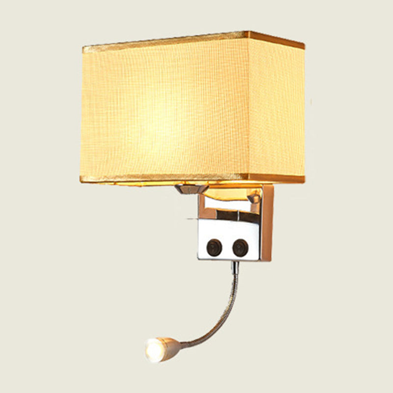 Fabric Rectangular Spotlight Wall Lamp Nordic 1-Light Black/Flaxen/Beige Wall Mounted Lighting Fixture Flaxen Clearhalo 'Cast Iron' 'Glass' 'Industrial' 'Modern wall lights' 'Modern' 'Tiffany' 'Traditional wall lights' 'Wall Lamps & Sconces' 'Wall Lights' Lighting' 1982611