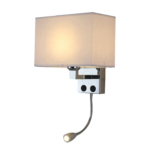 Fabric Rectangular Spotlight Wall Lamp Nordic 1-Light Black/Flaxen/Beige Wall Mounted Lighting Fixture White Clearhalo 'Cast Iron' 'Glass' 'Industrial' 'Modern wall lights' 'Modern' 'Tiffany' 'Traditional wall lights' 'Wall Lamps & Sconces' 'Wall Lights' Lighting' 1982621