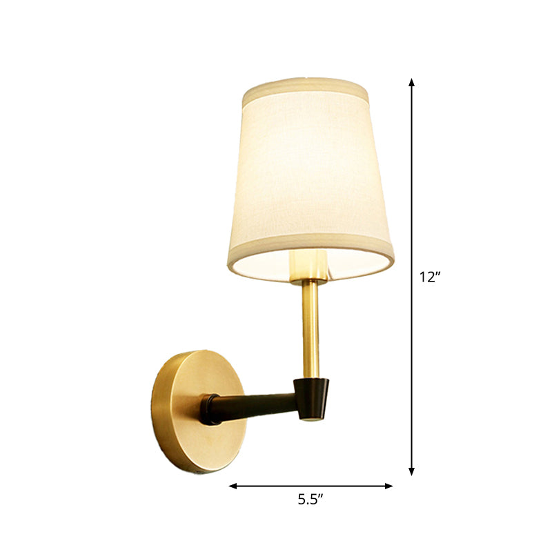 1/2-Head Wall Sconce Light Fixture Minimalist Conical Fabric Wall Mounted Lamp in Gold Clearhalo 'Wall Lamps & Sconces' 'Wall Lights' Lighting' 1982803