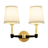 1/2-Head Wall Sconce Light Fixture Minimalist Conical Fabric Wall Mounted Lamp in Gold Clearhalo 'Wall Lamps & Sconces' 'Wall Lights' Lighting' 1982806