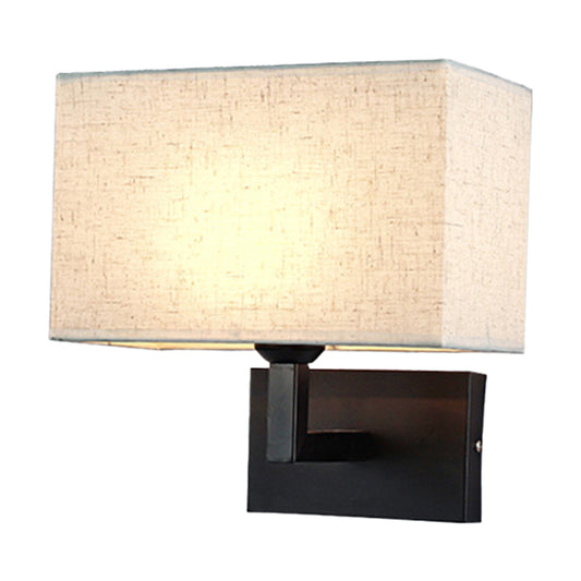 Rectangular Wall Lighting Minimalist Fabric 1 Head Beige/Flaxen Wall Mounted Light for Bedroom Clearhalo 'Cast Iron' 'Glass' 'Industrial' 'Modern wall lights' 'Modern' 'Tiffany' 'Traditional wall lights' 'Wall Lamps & Sconces' 'Wall Lights' Lighting' 1982866