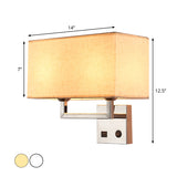 Cuboidal Fabric Wall Light Fixture Minimalist 2 Lights Beige/White Wall Mounted Lamp for Living Room Clearhalo 'Cast Iron' 'Glass' 'Industrial' 'Modern wall lights' 'Modern' 'Tiffany' 'Traditional wall lights' 'Wall Lamps & Sconces' 'Wall Lights' Lighting' 1982903