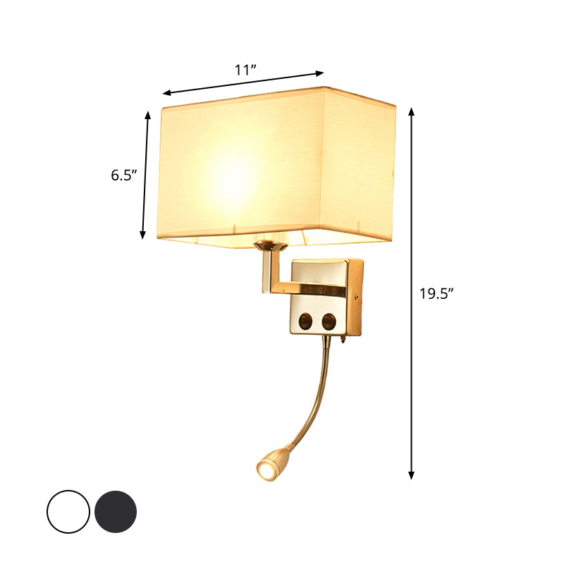 Rectangle Wall Lighting Ideas Nordic Fabric 1 Bulb Bedroom Spotlight Wall Lamp in Black/White Clearhalo 'Cast Iron' 'Glass' 'Industrial' 'Modern wall lights' 'Modern' 'Tiffany' 'Traditional wall lights' 'Wall Lamps & Sconces' 'Wall Lights' Lighting' 1982911