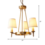 Gold Finish 3/6/8-Light Hanging Lamp Antiqued Fabric Cone Shade Chandelier Light Fixture Clearhalo 'Ceiling Lights' 'Chandeliers' Lighting' options 1982925