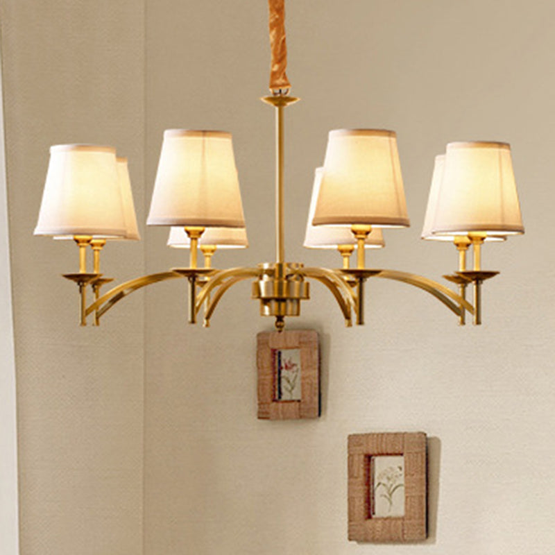 6/8/10-Bulb Ceiling Chandelier Traditional Tapered Fabric Suspension Pendant Light in Gold Clearhalo 'Ceiling Lights' 'Chandeliers' Lighting' options 1983010