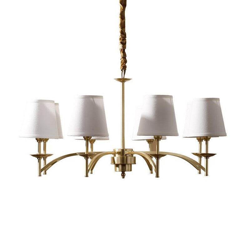 6/8/10-Bulb Ceiling Chandelier Traditional Tapered Fabric Suspension Pendant Light in Gold Clearhalo 'Ceiling Lights' 'Chandeliers' Lighting' options 1983013