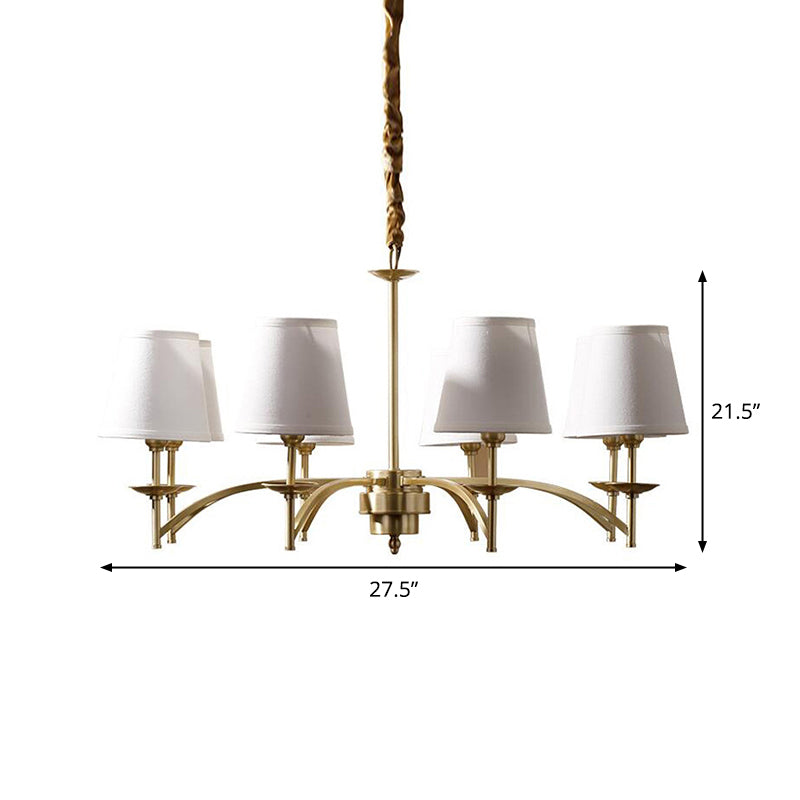 6/8/10-Bulb Ceiling Chandelier Traditional Tapered Fabric Suspension Pendant Light in Gold Clearhalo 'Ceiling Lights' 'Chandeliers' Lighting' options 1983014