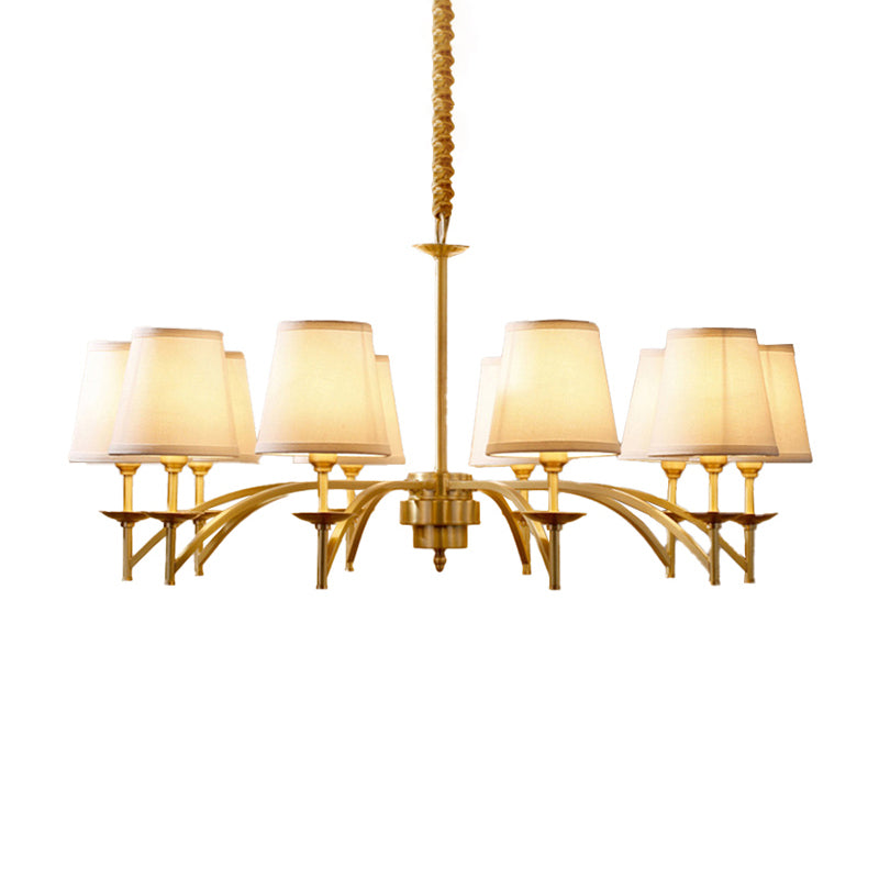 6/8/10-Bulb Ceiling Chandelier Traditional Tapered Fabric Suspension Pendant Light in Gold Clearhalo 'Ceiling Lights' 'Chandeliers' Lighting' options 1983016