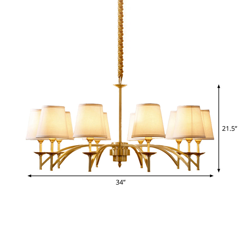 6/8/10-Bulb Ceiling Chandelier Traditional Tapered Fabric Suspension Pendant Light in Gold Clearhalo 'Ceiling Lights' 'Chandeliers' Lighting' options 1983018