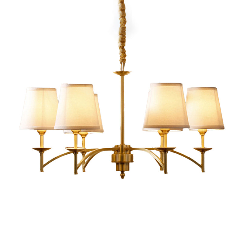 6/8/10-Bulb Ceiling Chandelier Traditional Tapered Fabric Suspension Pendant Light in Gold Clearhalo 'Ceiling Lights' 'Chandeliers' Lighting' options 1983020