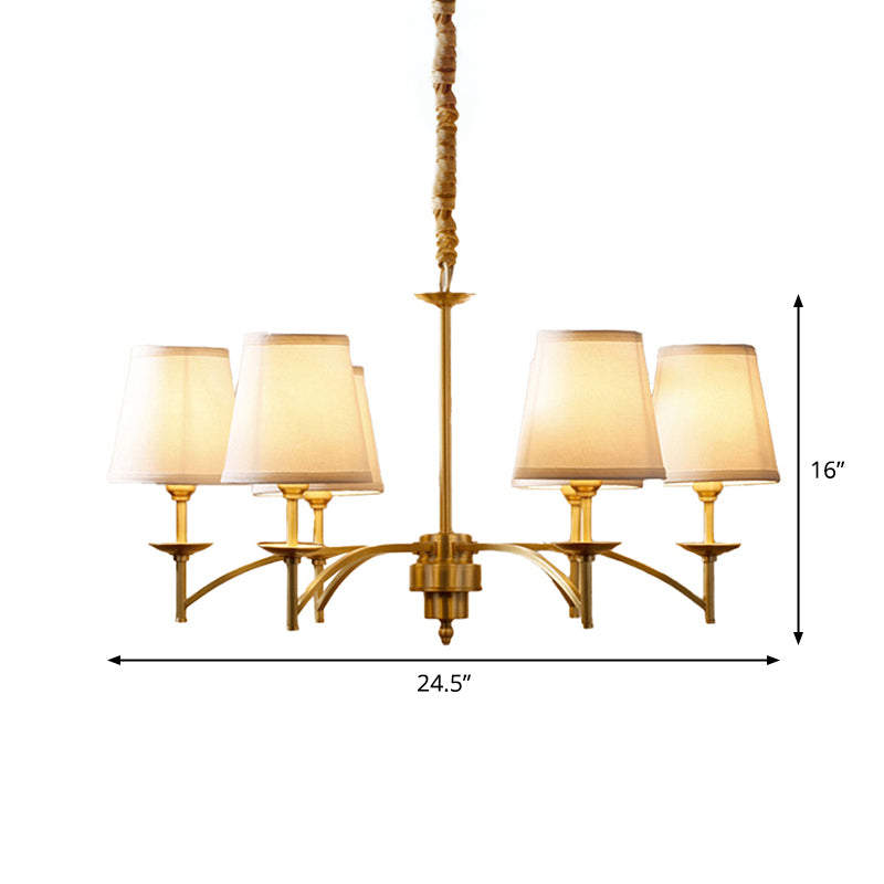 6/8/10-Bulb Ceiling Chandelier Traditional Tapered Fabric Suspension Pendant Light in Gold Clearhalo 'Ceiling Lights' 'Chandeliers' Lighting' options 1983022