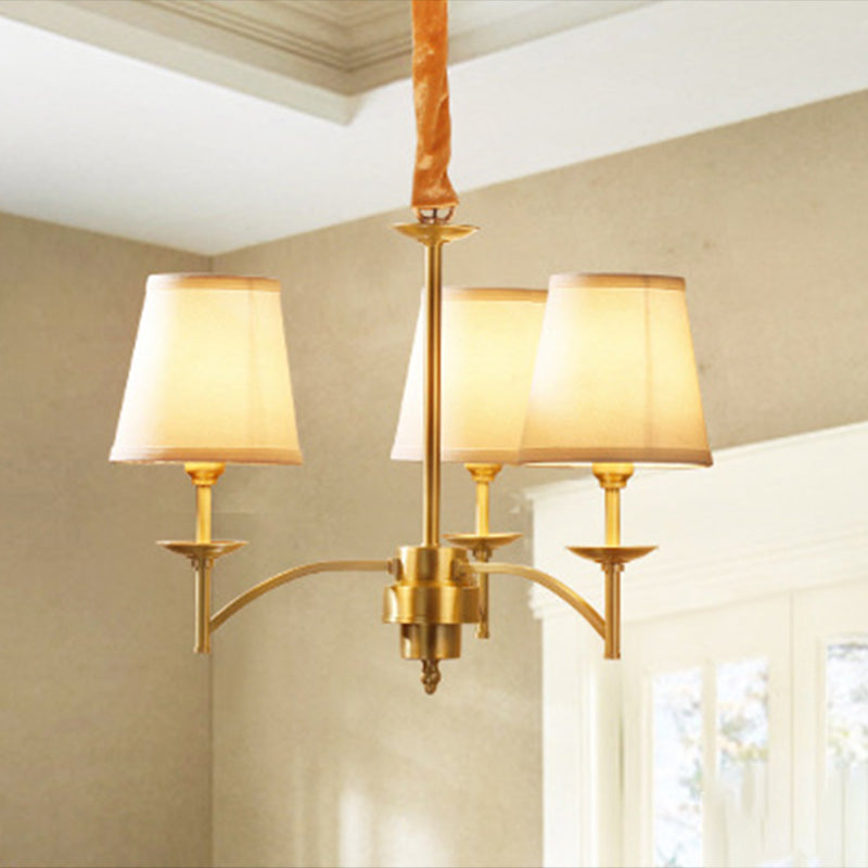 6/8/10-Bulb Ceiling Chandelier Traditional Tapered Fabric Suspension Pendant Light in Gold Clearhalo 'Ceiling Lights' 'Chandeliers' Lighting' options 1983023