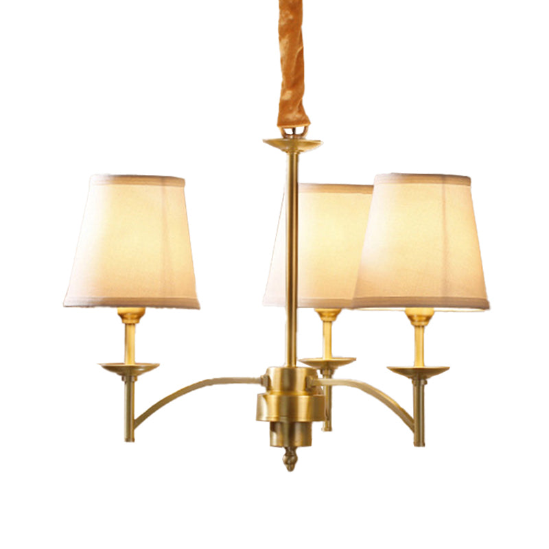 6/8/10-Bulb Ceiling Chandelier Traditional Tapered Fabric Suspension Pendant Light in Gold Clearhalo 'Ceiling Lights' 'Chandeliers' Lighting' options 1983024