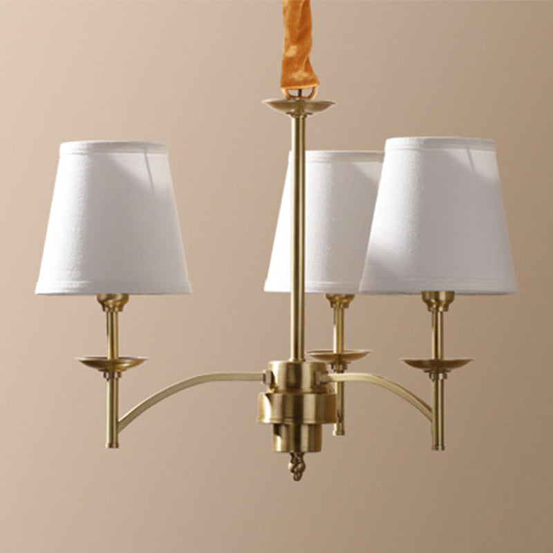 6/8/10-Bulb Ceiling Chandelier Traditional Tapered Fabric Suspension Pendant Light in Gold Clearhalo 'Ceiling Lights' 'Chandeliers' Lighting' options 1983025