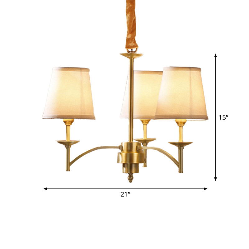 6/8/10-Bulb Ceiling Chandelier Traditional Tapered Fabric Suspension Pendant Light in Gold Clearhalo 'Ceiling Lights' 'Chandeliers' Lighting' options 1983026