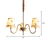 Star Patterned Fabric Conical Chandelier Rustic 3/5/6 Lights Bedroom Ceiling Hang Lamp in Gold Clearhalo 'Ceiling Lights' 'Chandeliers' Lighting' options 1983085