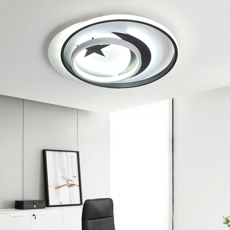 Kids Ring LED Flush Mount Light with Star Crescent Acrylic White Ceiling Fixture for Balcony White White Clearhalo 'Ceiling Lights' 'Close To Ceiling Lights' 'Close to ceiling' 'Flush mount' Lighting' 198310