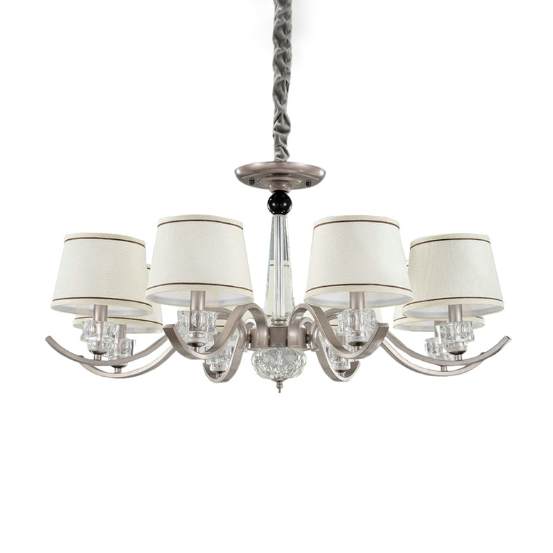 Fabric White Chandelier Tapered 3/6/8-Bulb Country Style Ceiling Pendant Light for Living Room Clearhalo 'Ceiling Lights' 'Chandeliers' Lighting' options 1983101