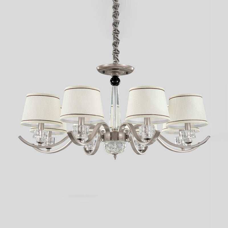 Fabric White Chandelier Tapered 3/6/8-Bulb Country Style Ceiling Pendant Light for Living Room Clearhalo 'Ceiling Lights' 'Chandeliers' Lighting' options 1983102