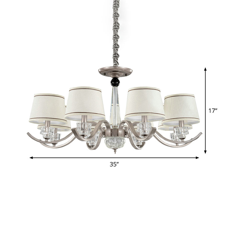 Fabric White Chandelier Tapered 3/6/8-Bulb Country Style Ceiling Pendant Light for Living Room Clearhalo 'Ceiling Lights' 'Chandeliers' Lighting' options 1983103