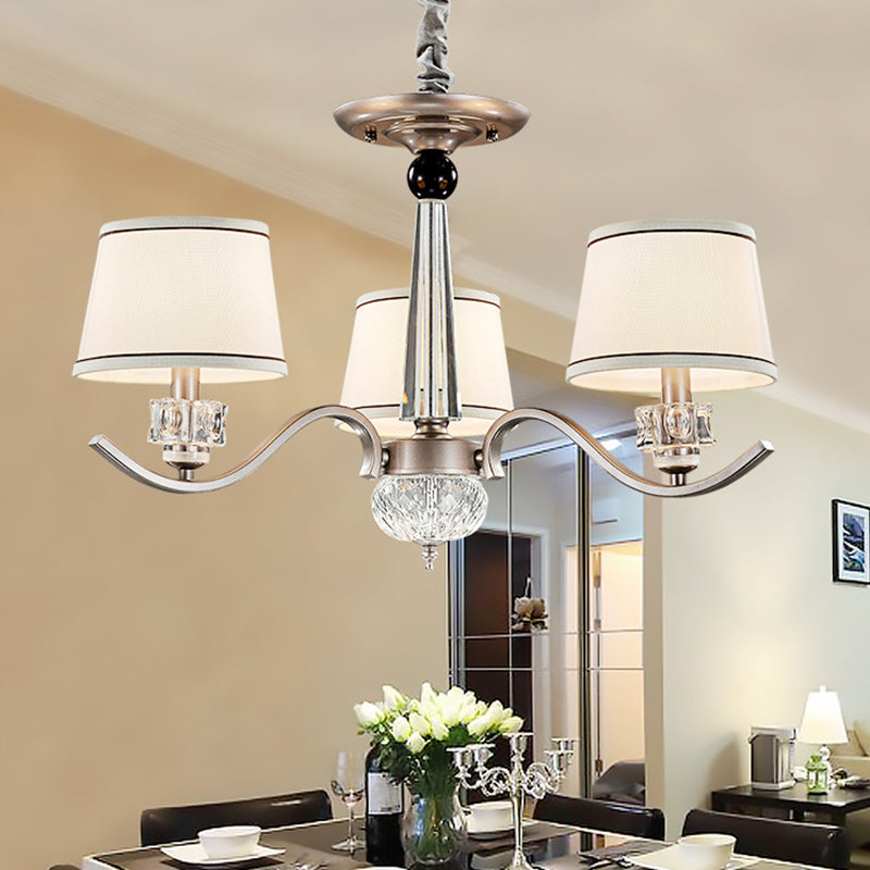 Fabric White Chandelier Tapered 3/6/8-Bulb Country Style Ceiling Pendant Light for Living Room 3 White Clearhalo 'Ceiling Lights' 'Chandeliers' Lighting' options 1983109_3530a310-908c-482f-a762-89f16e048312