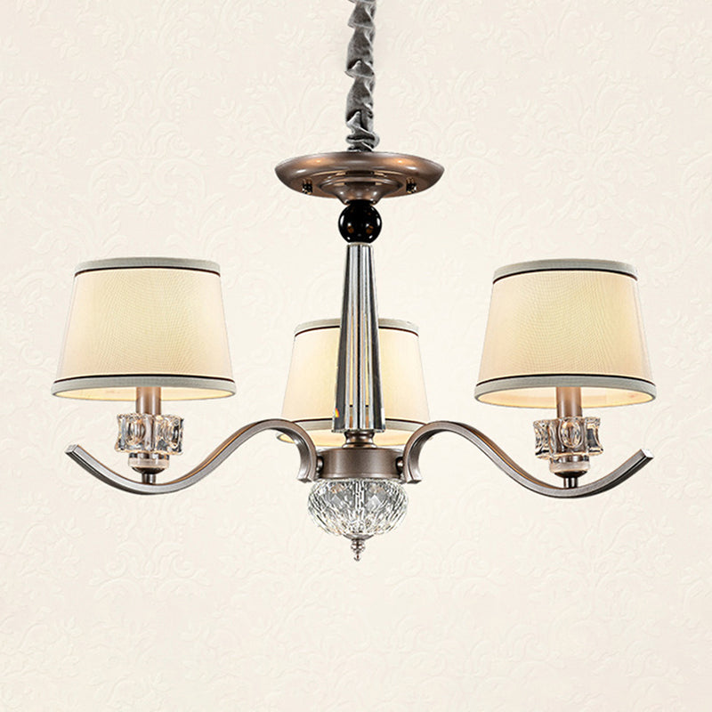 Fabric White Chandelier Tapered 3/6/8-Bulb Country Style Ceiling Pendant Light for Living Room Clearhalo 'Ceiling Lights' 'Chandeliers' Lighting' options 1983111