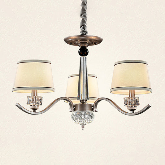 Fabric White Chandelier Tapered 3/6/8-Bulb Country Style Ceiling Pendant Light for Living Room Clearhalo 'Ceiling Lights' 'Chandeliers' Lighting' options 1983111