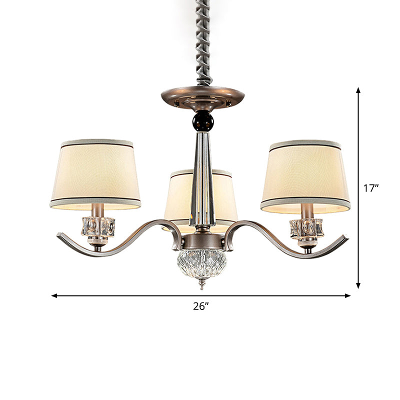 Fabric White Chandelier Tapered 3/6/8-Bulb Country Style Ceiling Pendant Light for Living Room Clearhalo 'Ceiling Lights' 'Chandeliers' Lighting' options 1983112