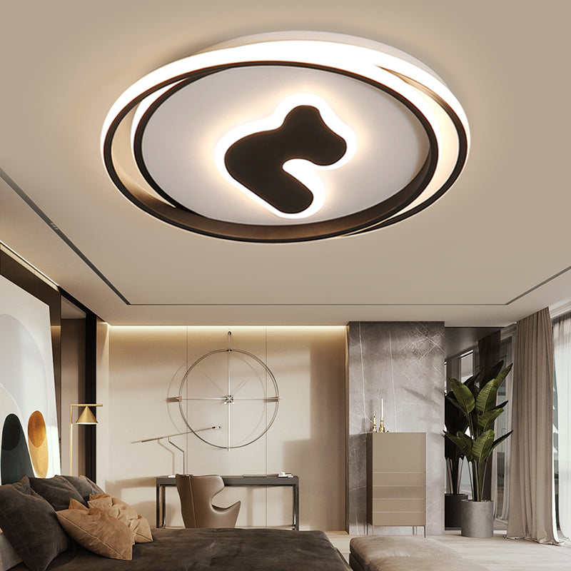 Modern Stylish Black Flush Ceiling Light Ring Acrylic LED Ceiling Lamp for Child Bedroom Hallway Clearhalo 'Ceiling Lights' 'Close To Ceiling Lights' 'Close to ceiling' 'Flush mount' Lighting' 198333