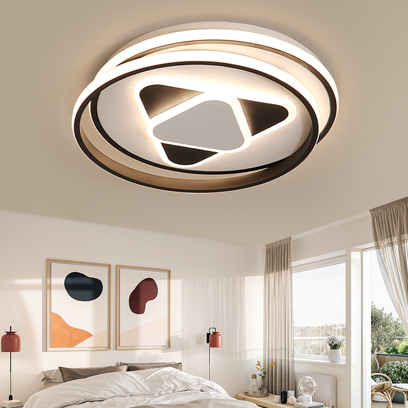 Modern Stylish Black Flush Ceiling Light Ring Acrylic LED Ceiling Lamp for Child Bedroom Hallway Black A Clearhalo 'Ceiling Lights' 'Close To Ceiling Lights' 'Close to ceiling' 'Flush mount' Lighting' 198336