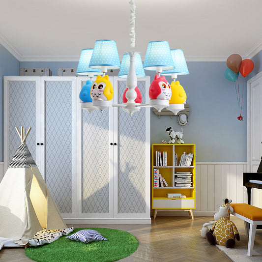 Animal Tapered Shade Hanging Ceiling Lamp Resin Owl Pendant Chandelier for Kindergarten Clearhalo 'Ceiling Lights' 'Chandeliers' Lighting' options 198343