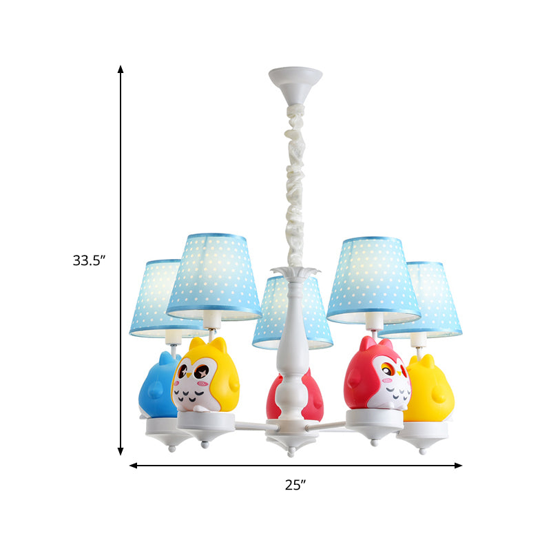 Animal Tapered Shade Hanging Ceiling Lamp Resin Owl Pendant Chandelier for Kindergarten Clearhalo 'Ceiling Lights' 'Chandeliers' Lighting' options 198345