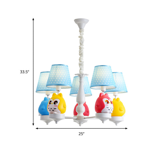 Animal Tapered Shade Hanging Ceiling Lamp Resin Owl Pendant Chandelier for Kindergarten Clearhalo 'Ceiling Lights' 'Chandeliers' Lighting' options 198345