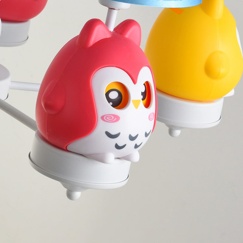 Animal Tapered Shade Hanging Ceiling Lamp Resin Owl Pendant Chandelier for Kindergarten Clearhalo 'Ceiling Lights' 'Chandeliers' Lighting' options 198347
