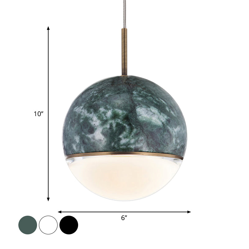 Globe/Cone Marble LED Pendant Light Kit Designer Black/White/Green Hanging Lamp Fixture for Living Room Clearhalo 'Ceiling Lights' 'Modern Pendants' 'Modern' 'Pendant Lights' 'Pendants' Lighting' 1983513
