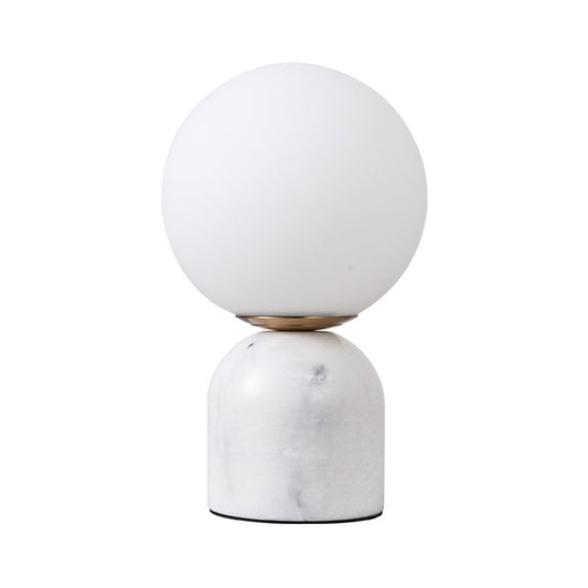 Ball Cream Glass Small Night Lamp Designer 1-Light Green/White/Black Table Light with Dome Marble Base Clearhalo 'Lamps' 'Table Lamps' Lighting' 1983597