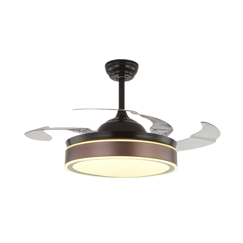 Acrylic Round 4 Blades Pendant Fan Light Fixture Modern LED Semi Flush for Bedroom, 20" Wide Clearhalo 'Ceiling Fans with Lights' 'Ceiling Fans' 'Modern Ceiling Fans' 'Modern' Lighting' 1983827