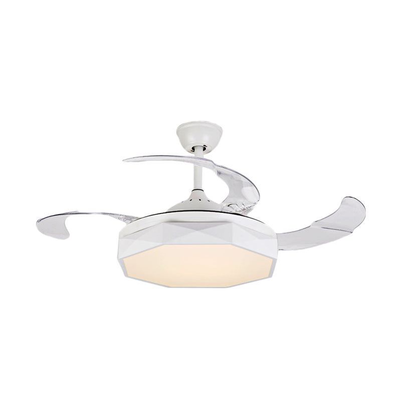 Prismy Living Room Ceiling Fan Light Metallic 15.5" Wide LED Nordic Semi Flush Mount, 4 Blades Clearhalo 'Ceiling Fans with Lights' 'Ceiling Fans' 'Modern Ceiling Fans' 'Modern' Lighting' 1983848