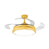 Prismy Living Room Ceiling Fan Light Metallic 15.5" Wide LED Nordic Semi Flush Mount, 4 Blades Clearhalo 'Ceiling Fans with Lights' 'Ceiling Fans' 'Modern Ceiling Fans' 'Modern' Lighting' 1983851