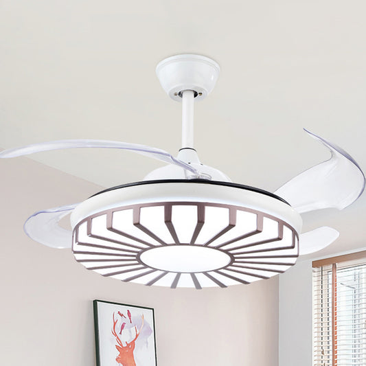 Sputnik Bedroom 4 Blades Hanging Fan Light Metal 19" Wide LED Modern Semi-Flush Mount in Coffee Coffee Clearhalo 'Ceiling Fans with Lights' 'Ceiling Fans' 'Modern Ceiling Fans' 'Modern' Lighting' 1984029