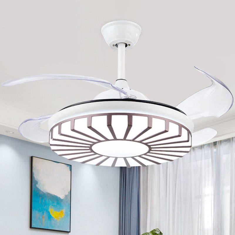 Sputnik Bedroom 4 Blades Hanging Fan Light Metal 19" Wide LED Modern Semi-Flush Mount in Coffee Clearhalo 'Ceiling Fans with Lights' 'Ceiling Fans' 'Modern Ceiling Fans' 'Modern' Lighting' 1984031