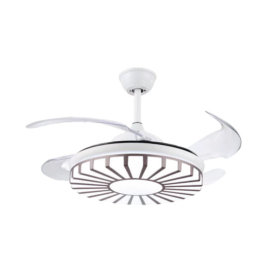 Sputnik Bedroom 4 Blades Hanging Fan Light Metal 19" Wide LED Modern Semi-Flush Mount in Coffee Clearhalo 'Ceiling Fans with Lights' 'Ceiling Fans' 'Modern Ceiling Fans' 'Modern' Lighting' 1984032