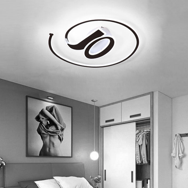 Number Shaped Flush Ceiling Light Modern Acrylic LED Ceiling Lamp in Black for Kindergarten Black White Clearhalo 'Ceiling Lights' 'Close To Ceiling Lights' 'Close to ceiling' 'Flush mount' Lighting' 198408